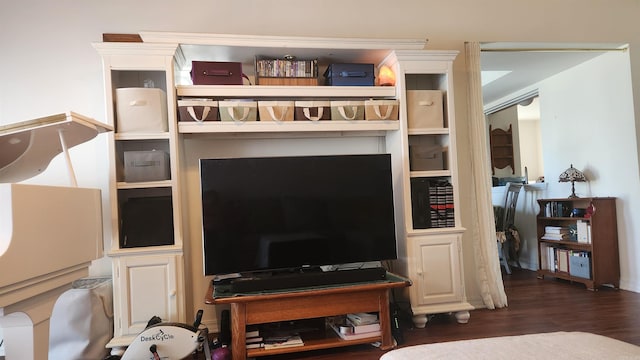 living room with wood finished floors