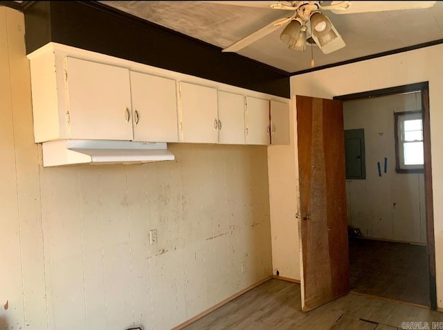 860 Ash St, Prescott, AR 71857 - interior space with electric panel, ceiling fan, and wood finished floors