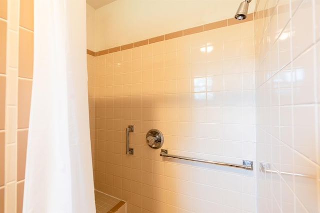 bathroom with a shower stall