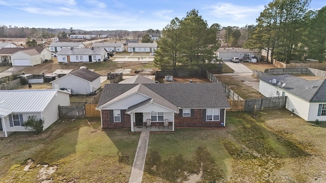 aerial view with a residential view