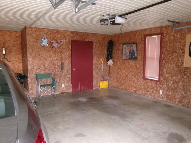 garage with a garage door opener