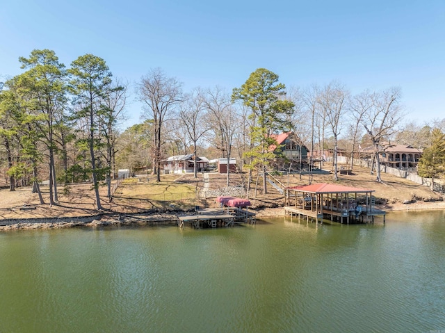 dock area featuring a water view