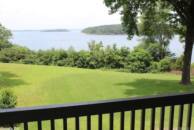 view of yard with a water view