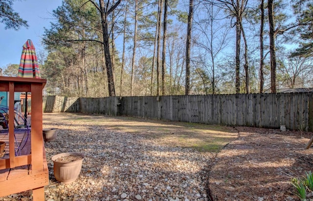 view of yard featuring a fenced backyard