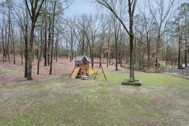 view of yard with a playground