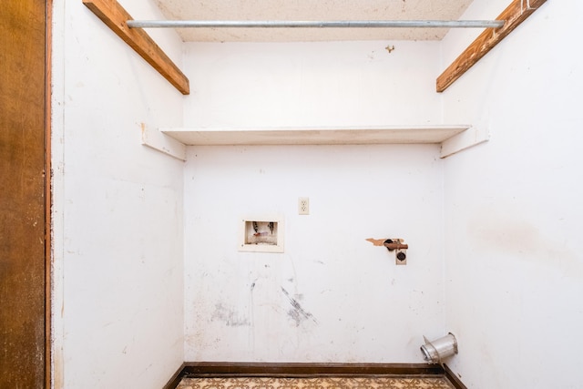 clothes washing area with hookup for a washing machine, laundry area, and electric dryer hookup