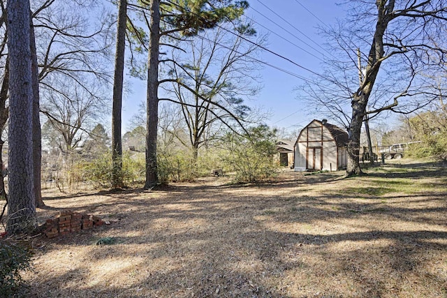 view of yard with an outbuilding