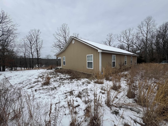 view of snow covered exterior