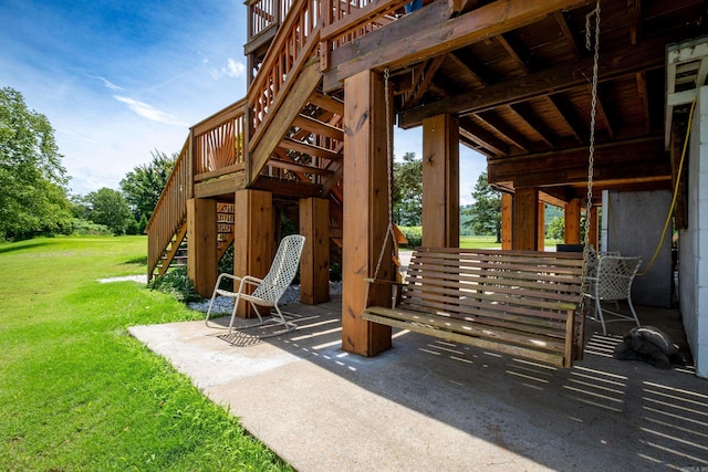 view of patio / terrace with stairway