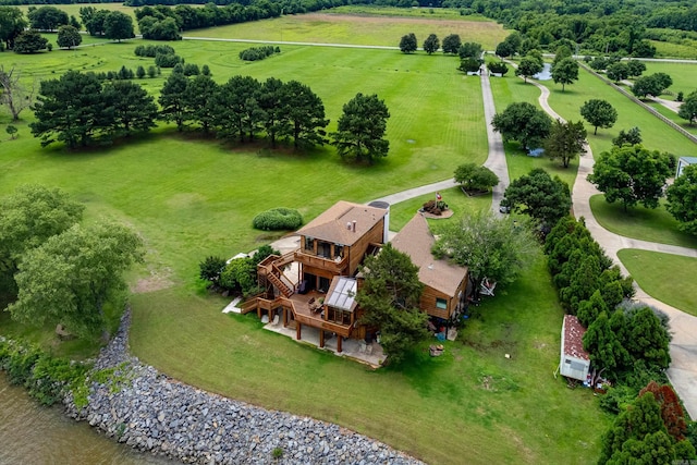 birds eye view of property featuring a rural view