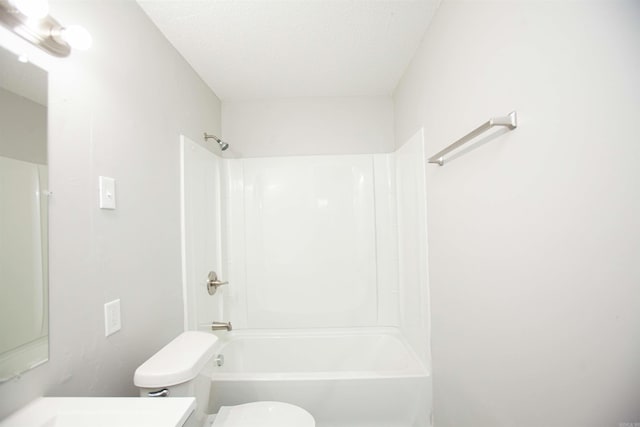 full bath with toilet, shower / washtub combination, and vanity