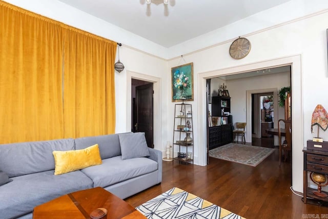 living area with wood finished floors