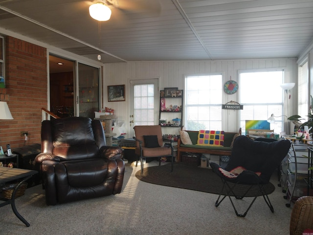 living room with carpet flooring