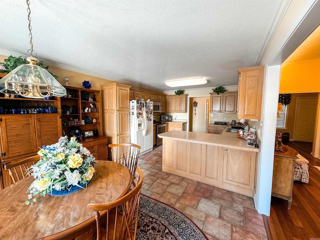 2407 Brittany, Searcy, AR 72143 - dining area featuring stone finish flooring, a textured ceiling, and crown molding