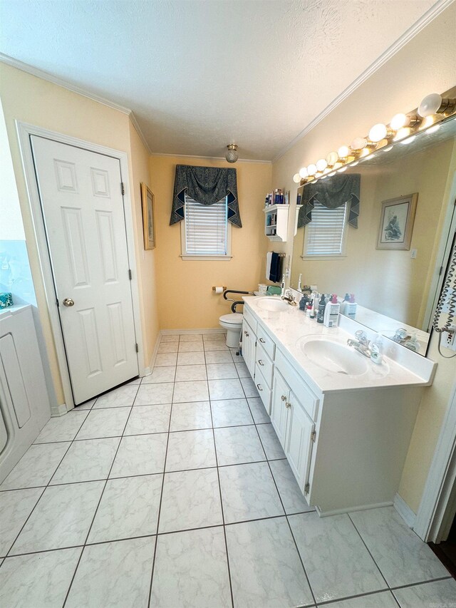 2407 Brittany, Searcy, AR 72143 - full bathroom featuring double vanity, crown molding, and a sink
