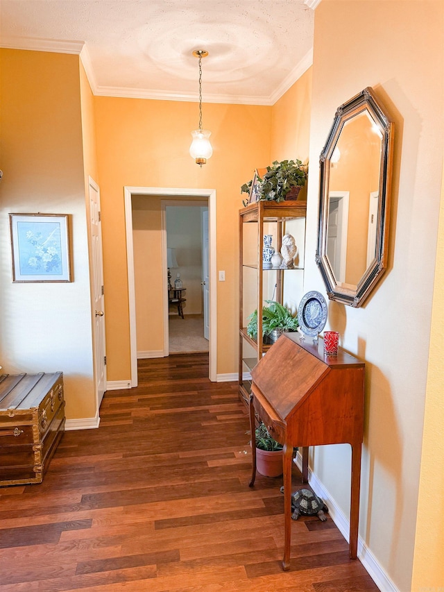 2407 Brittany, Searcy, AR 72143 - hall featuring crown molding, baseboards, and wood finished floors