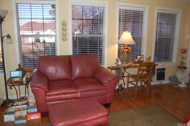 living room with wood finished floors