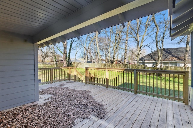 deck featuring a fenced backyard and a yard