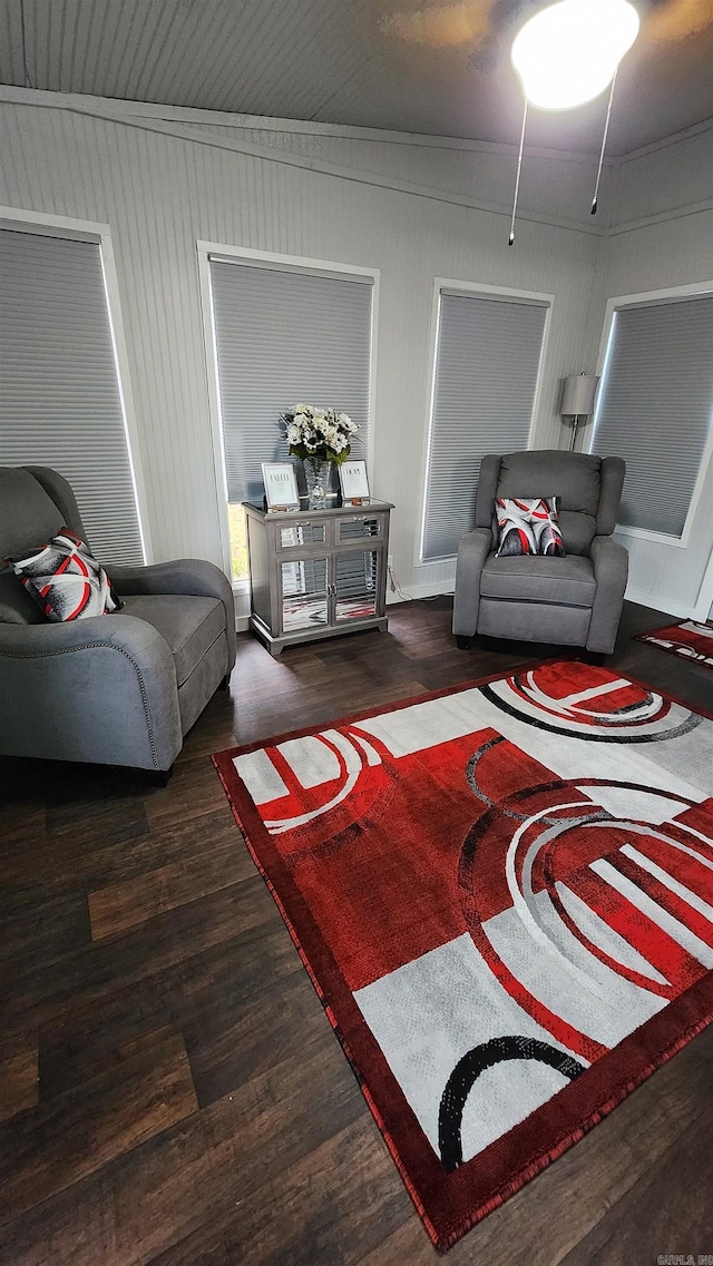 living area with wood finished floors