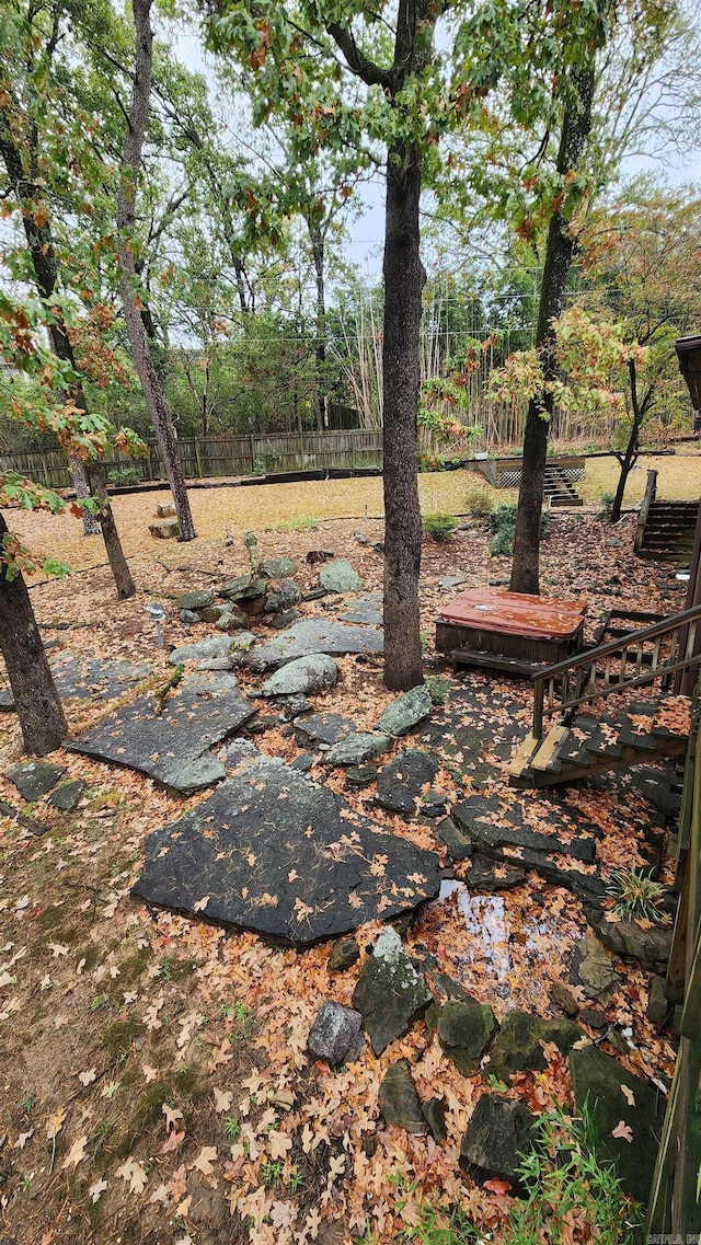 view of yard featuring fence