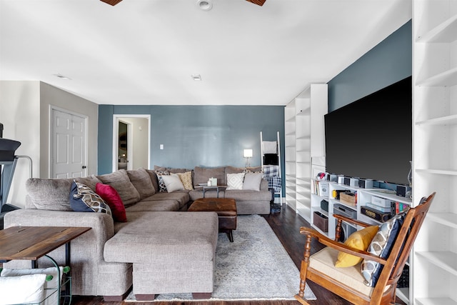 living area featuring dark wood finished floors