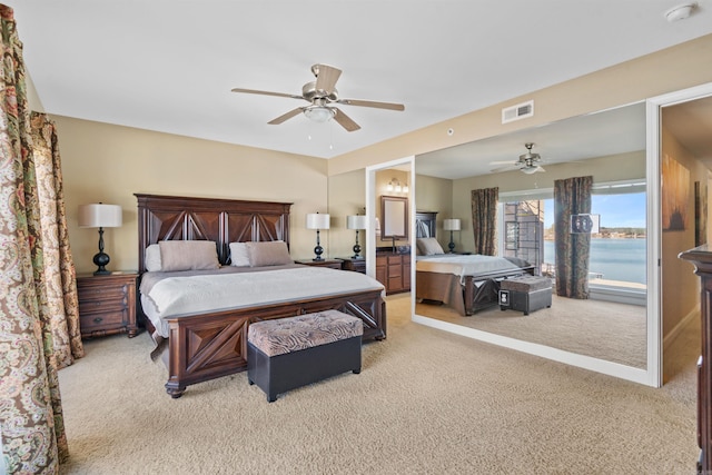 101 Long Island Dr Unit 202, Hot Springs National Park, AR 71913 - bedroom featuring a ceiling fan, light colored carpet, and visible vents