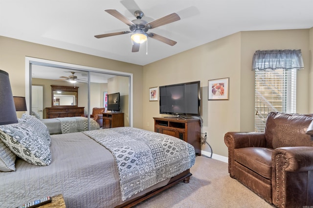 101 Long Island Dr Unit 202, Hot Springs National Park, AR 71913 - bedroom featuring ceiling fan, a closet, carpet, and baseboards