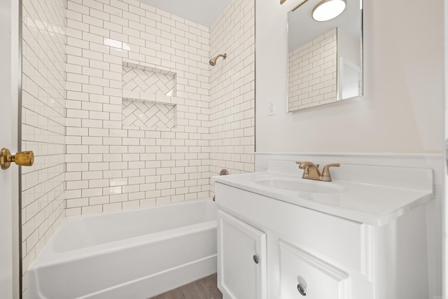 bathroom with shower / bath combination and vanity