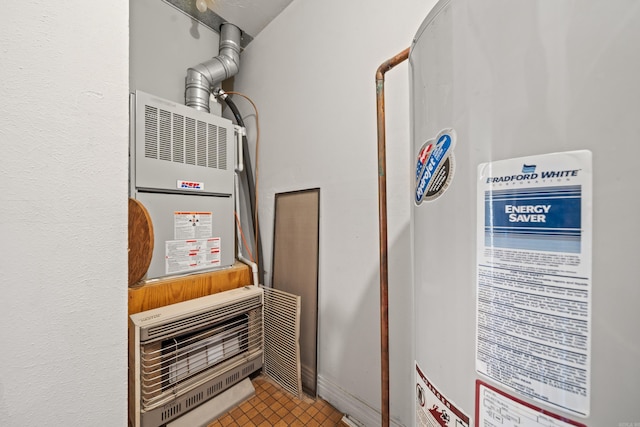 utilities with water heater and heating unit