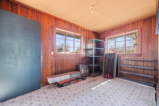 interior space with wooden walls