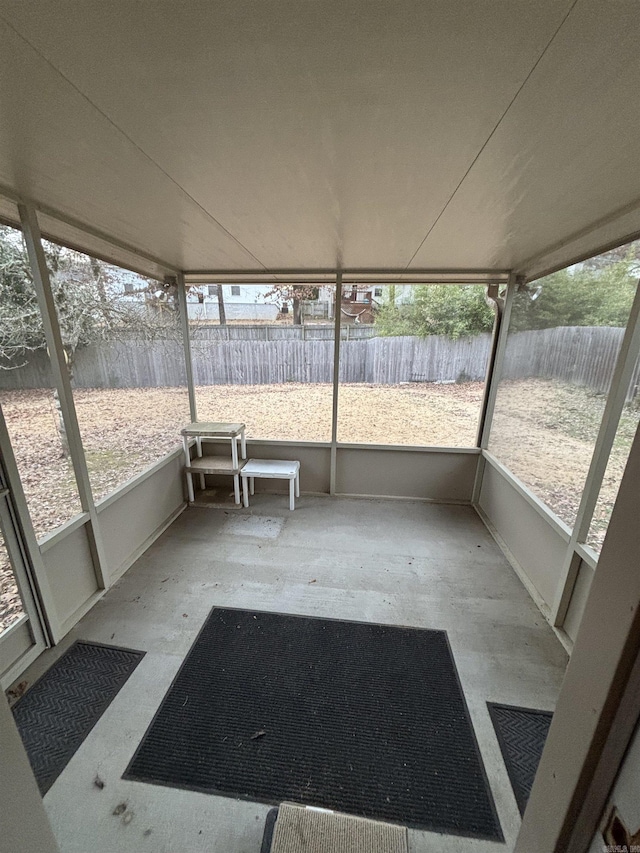 view of unfurnished sunroom