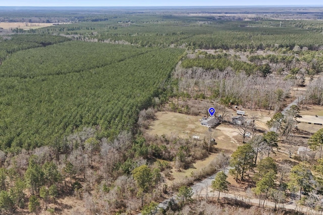 bird's eye view with a forest view