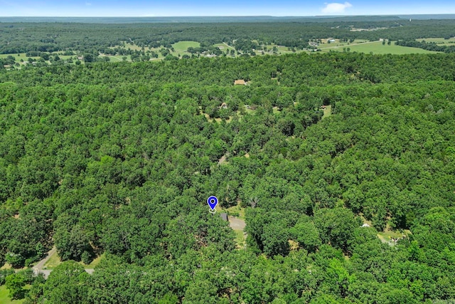 drone / aerial view featuring a view of trees