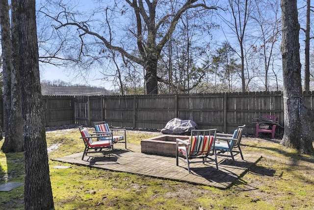 view of yard with a patio area and a fenced backyard