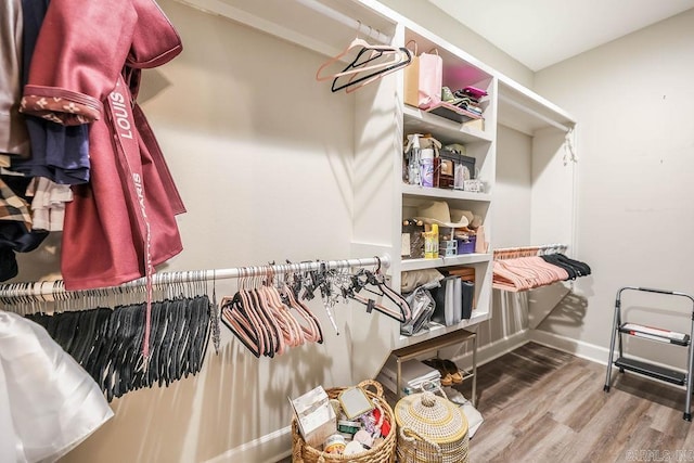 spacious closet with wood finished floors