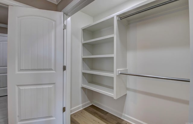 spacious closet with wood finished floors