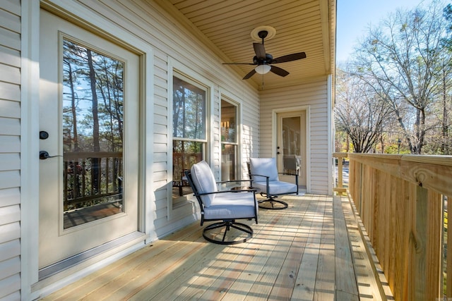 deck featuring a ceiling fan