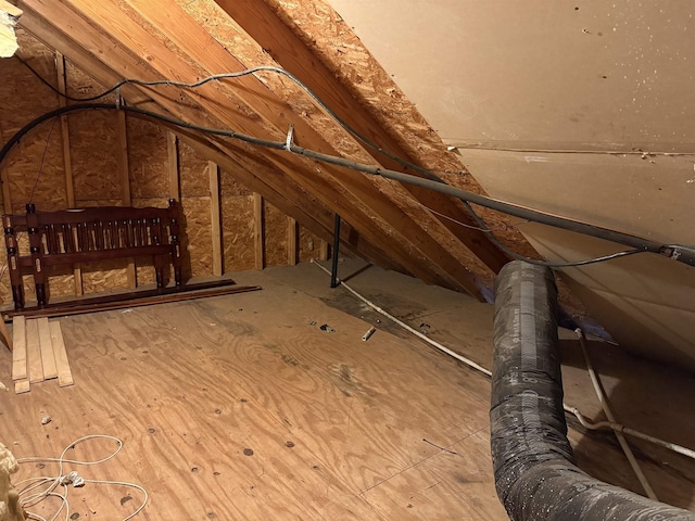 view of unfinished attic