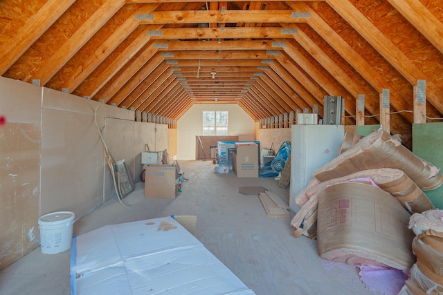 view of unfinished attic