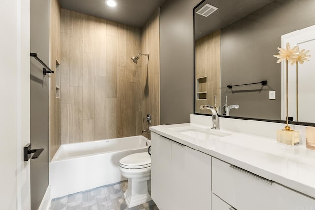 108 Mornay Ln, Little Rock, AR 72223 - bathroom featuring visible vents, tub / shower combination, vanity, and toilet
