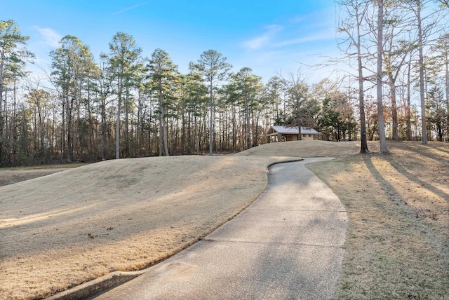 view of street featuring concrete driveway