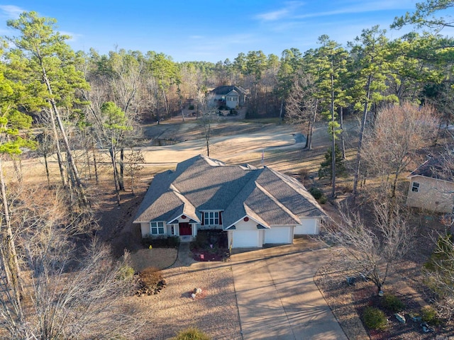 drone / aerial view with a forest view