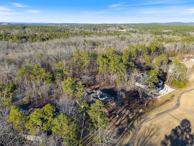 birds eye view of property with a forest view