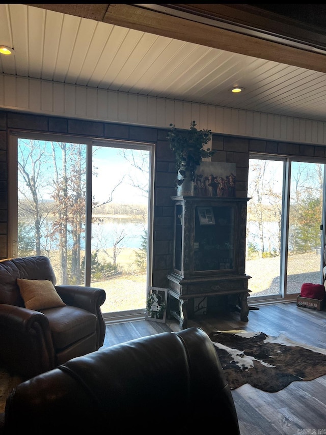 living area featuring wood finished floors