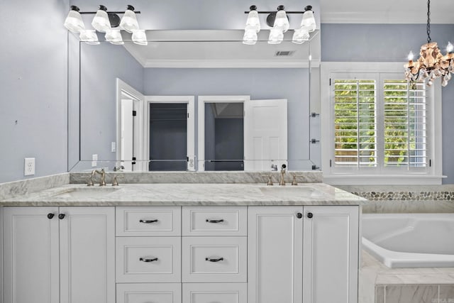 full bathroom featuring double vanity, a sink, and visible vents