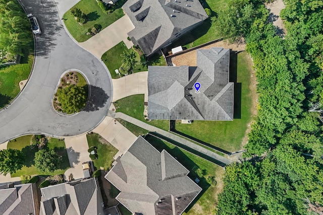 aerial view with a residential view