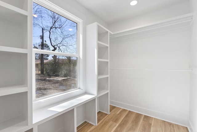 walk in closet featuring light wood-style floors