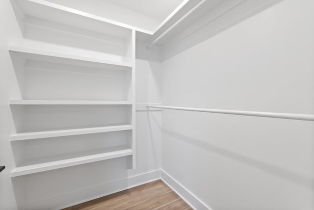 walk in closet featuring wood finished floors