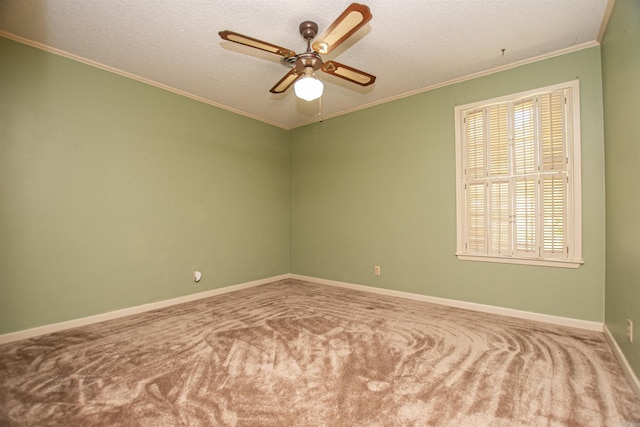 681 Sharp Ave, Camden, AR 71701 - unfurnished room featuring carpet flooring, ornamental molding, ceiling fan, and a textured ceiling