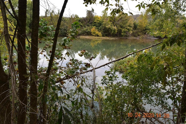 water view featuring a wooded view